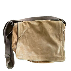 Fossil Messenger Bag 90s Vintage Womens Tan Suede Inner Pocket Adjustable Strap